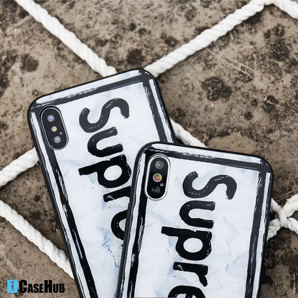 Sup Logo Marble Paint Hard Glass iPhone Case - Picture 3 of 8